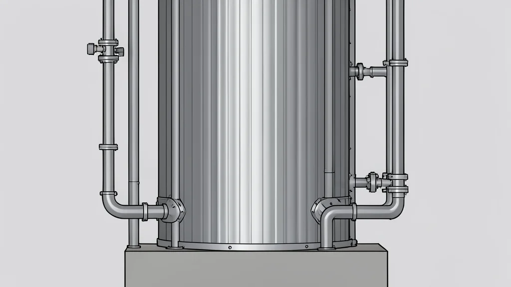 A large industrial oil refinery with tall smokestacks and complex piping against a clear sky