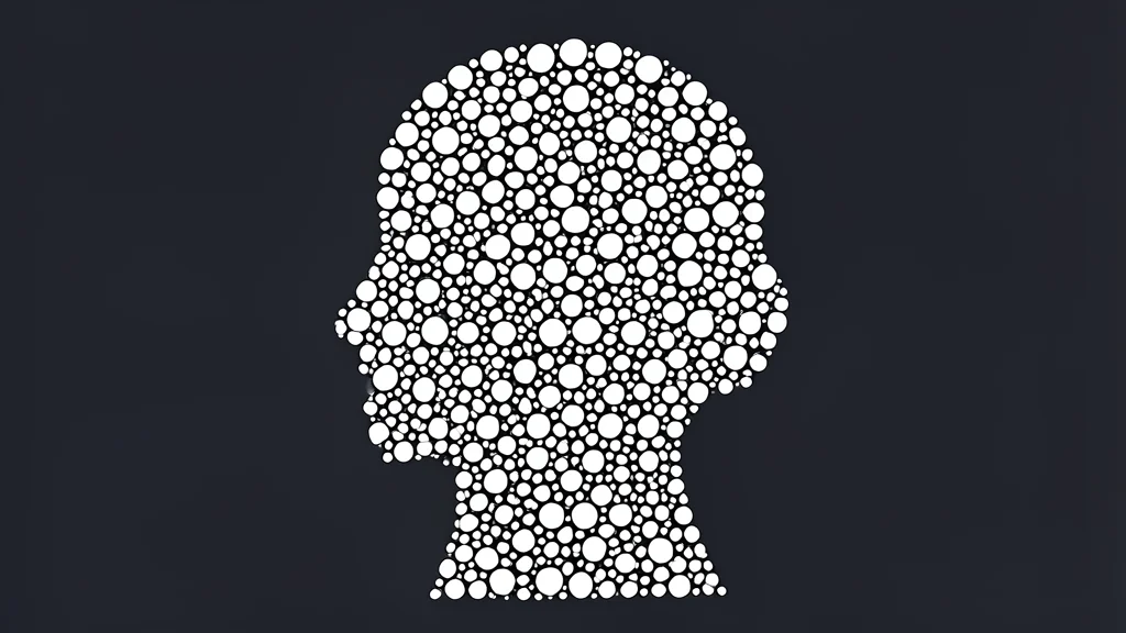A dense cloud of white dots forming the shape of a human figure against a dark background
