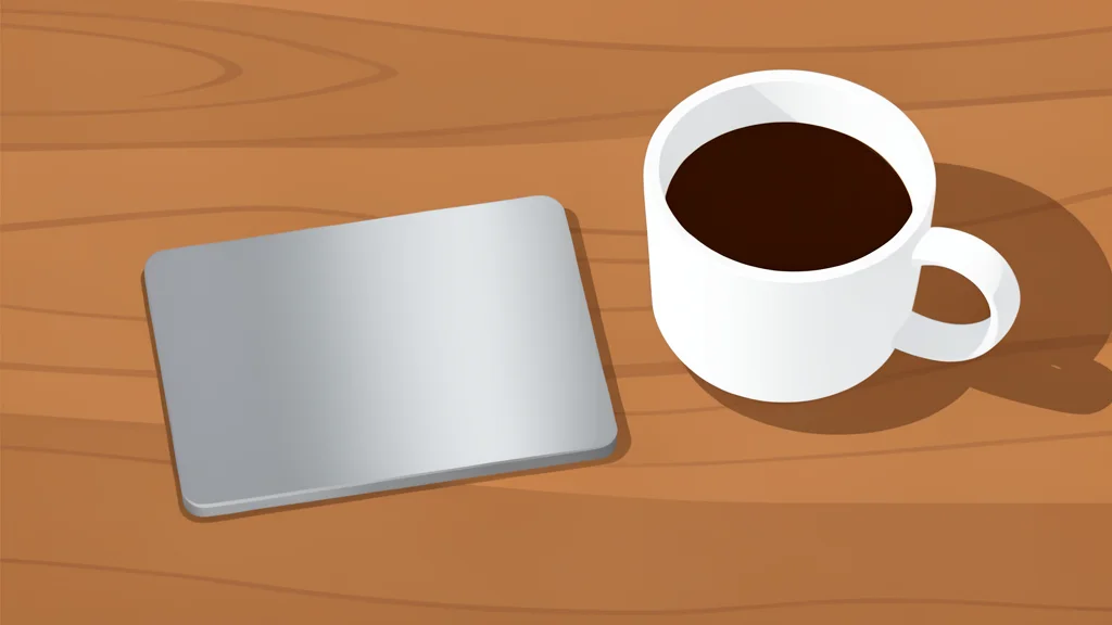 A sleek metallic payment card rests on a wooden table beside a cup of coffee.