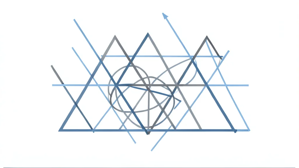 A complex geometric proof diagram drawn on a whiteboard with abstract shapes and lines