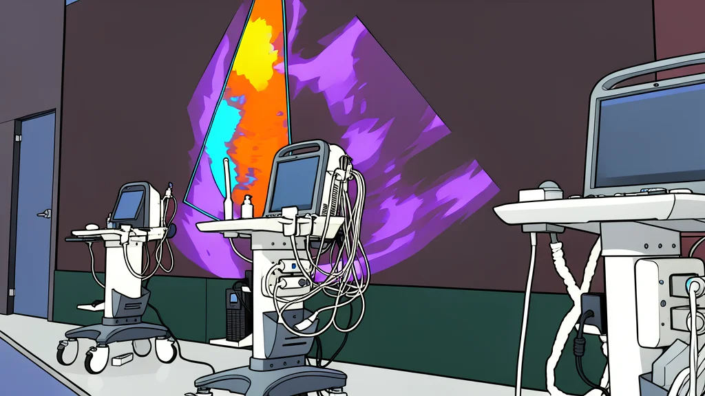 A sterile, white medical examination room with a single chair and a window looking out onto a blurred city skyline