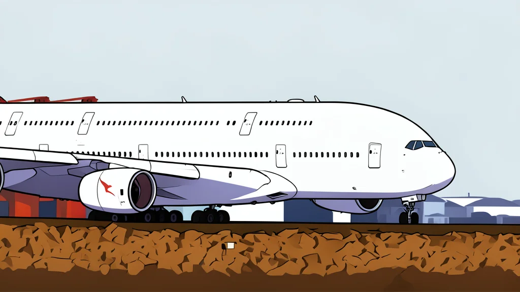 A sleek commercial airplane parked on a flat concrete tarmac under a vast, clear blue sky.