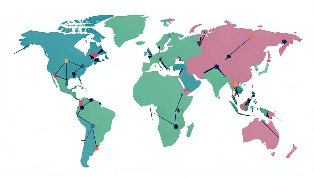 A fragmented globe map with disconnected nodes