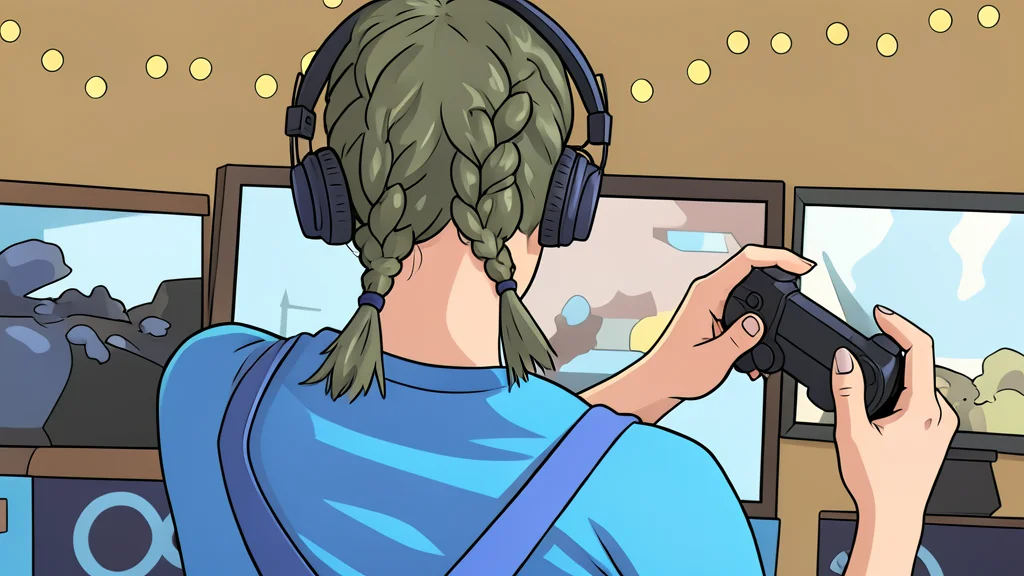 A flat-vector illustration of a handheld gaming device with a blank screen and control buttons resting on a wooden desk