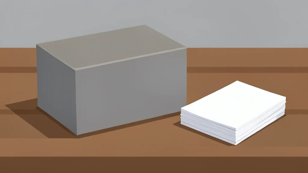 A ballot box and a stack of paper ballots on a wooden table