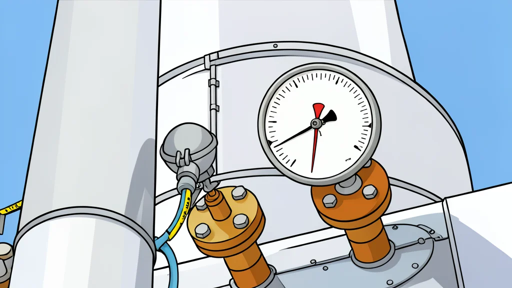 A large industrial gas storage facility with cylindrical tanks and piping infrastructure