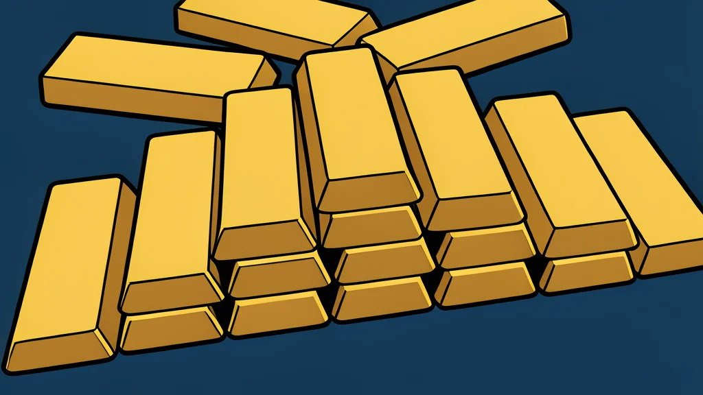 A stack of heavy, polished gold bars resting on a dark wooden table
