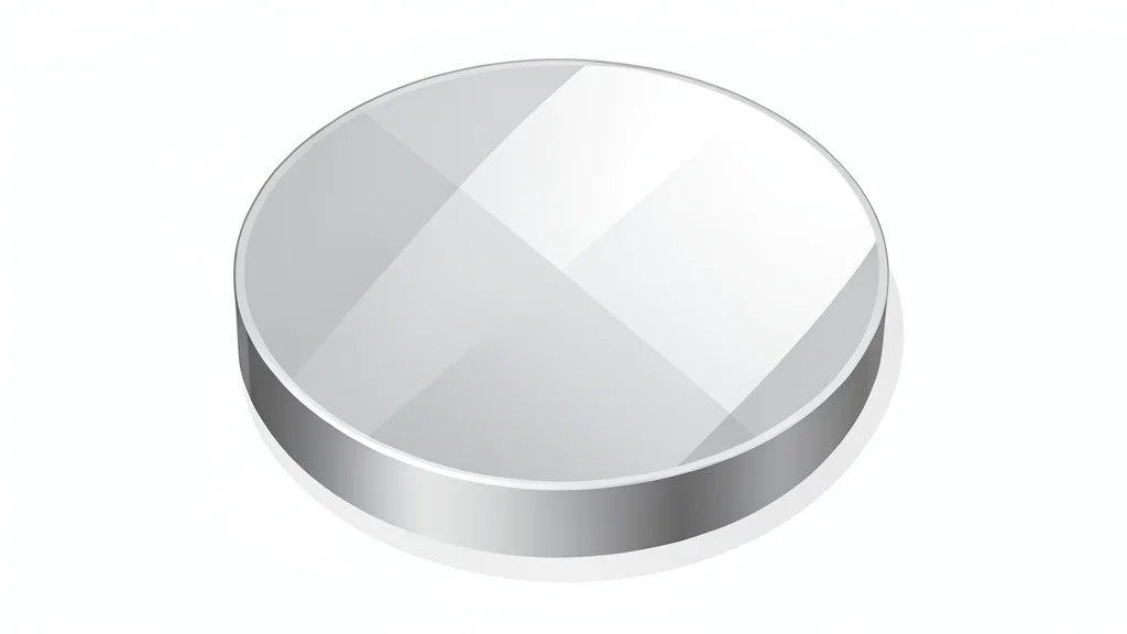 A close-up view of a silicon wafer resting on a clean, white surface, reflecting soft light.