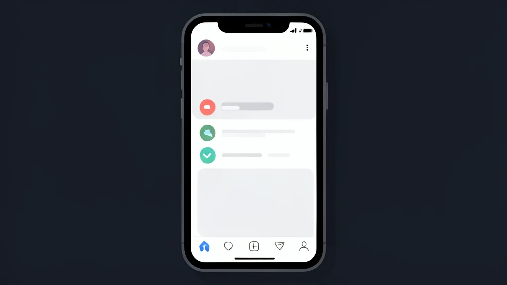A stylized smartphone silhouette glowing against a dark background with abstract notification shapes.