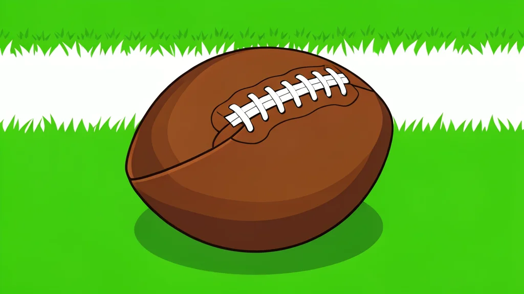 A vast green football field with crisp white yard lines stretching toward a clear blue sky.