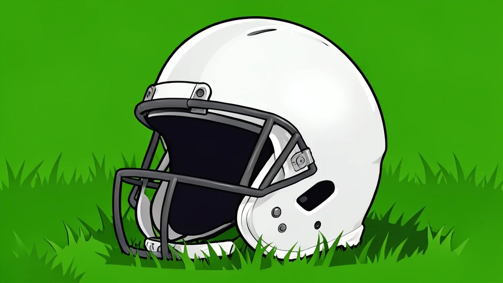 A green football field with white yard lines stretching into the distance under a clear sky