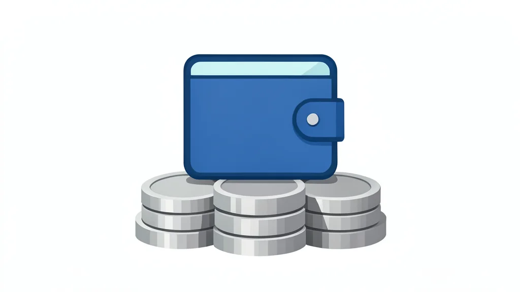 A digital wallet icon rests on a stack of metallic coins.