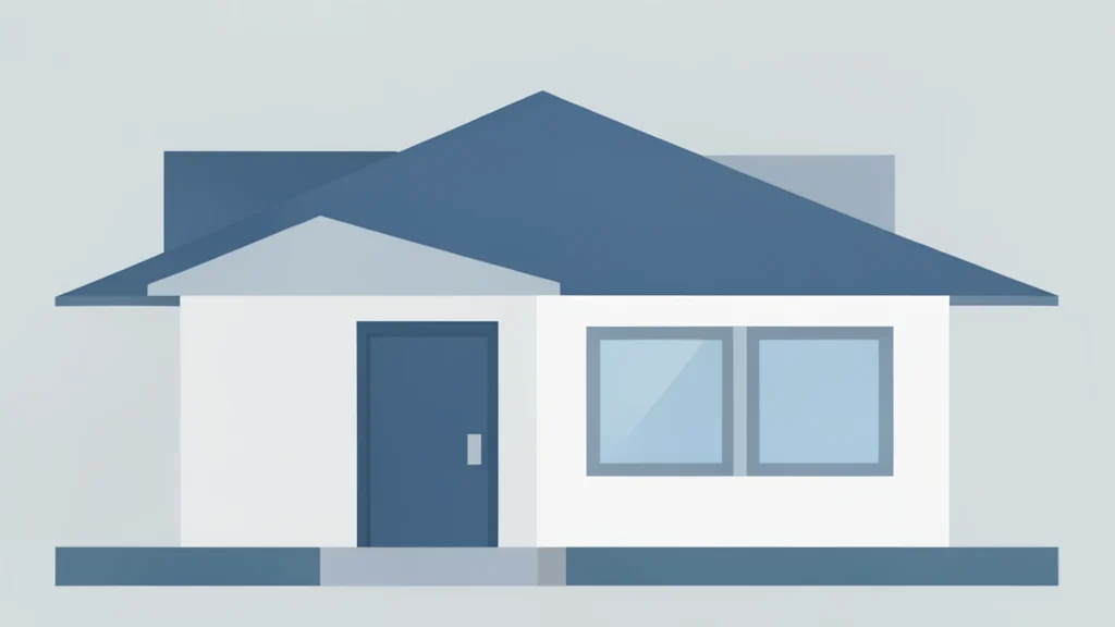 A flat-vector illustration of a modern suburban house exterior with a front door and windows.