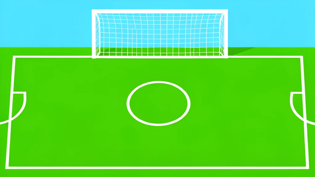 A green grass football pitch with white boundary lines and a goal net in the background
