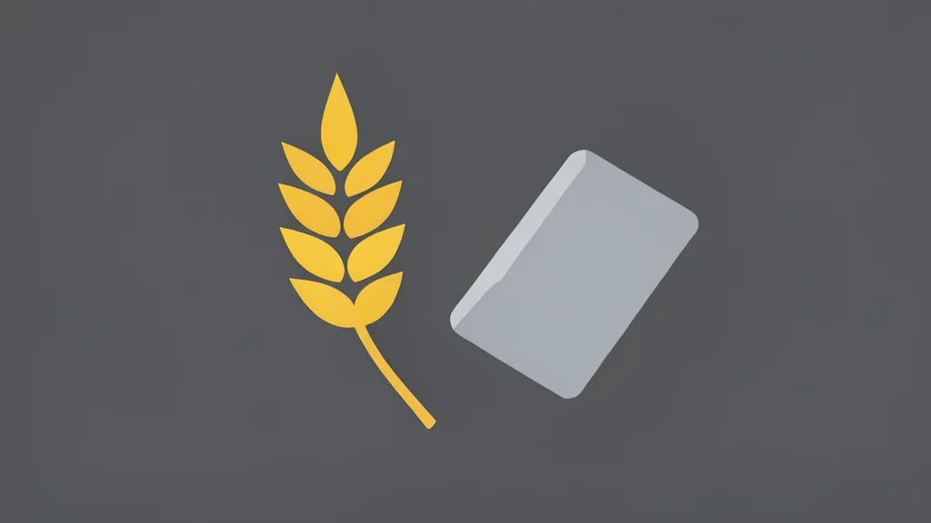 A wheat stalk and silver ingot floating in a dark void