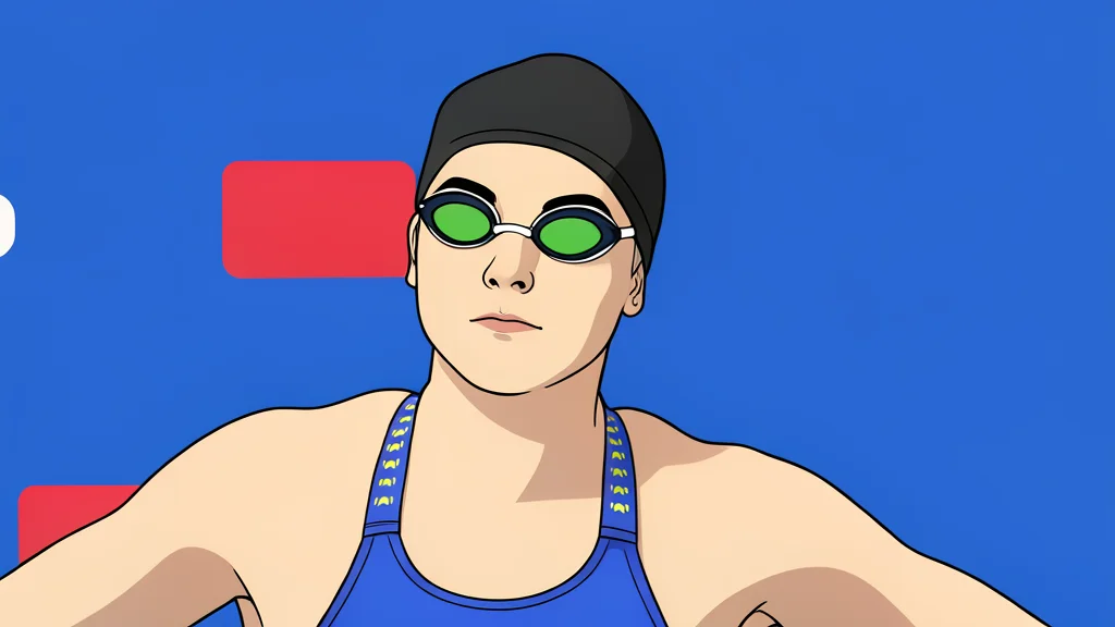 A blue swimming pool with lane ropes stretching into the distance