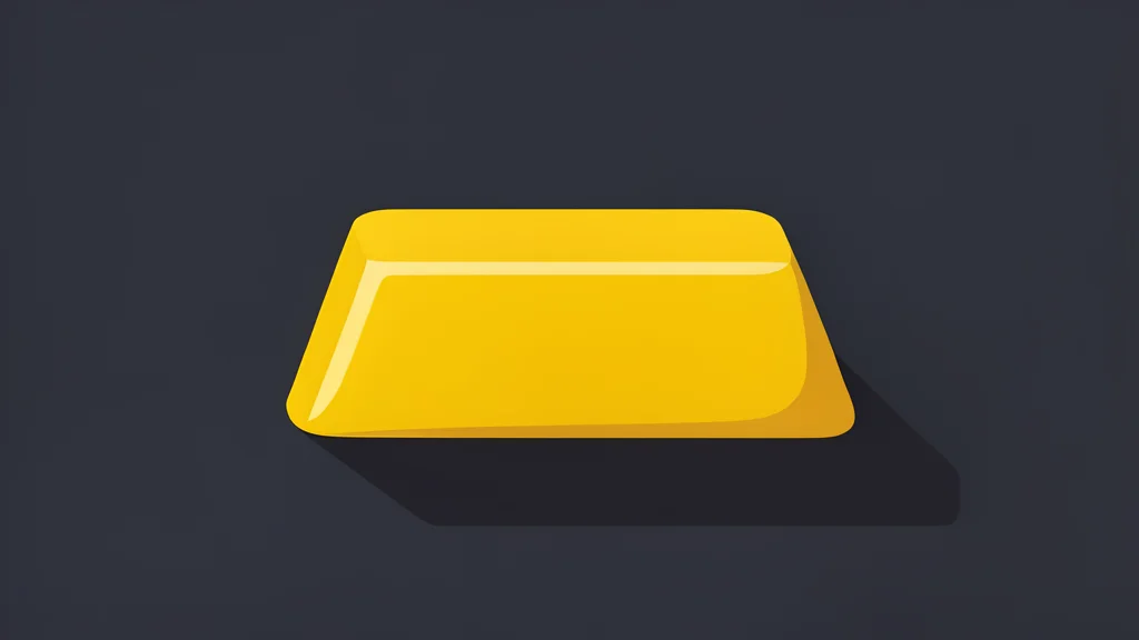 A polished ingot of yellow metal resting on a dark surface
