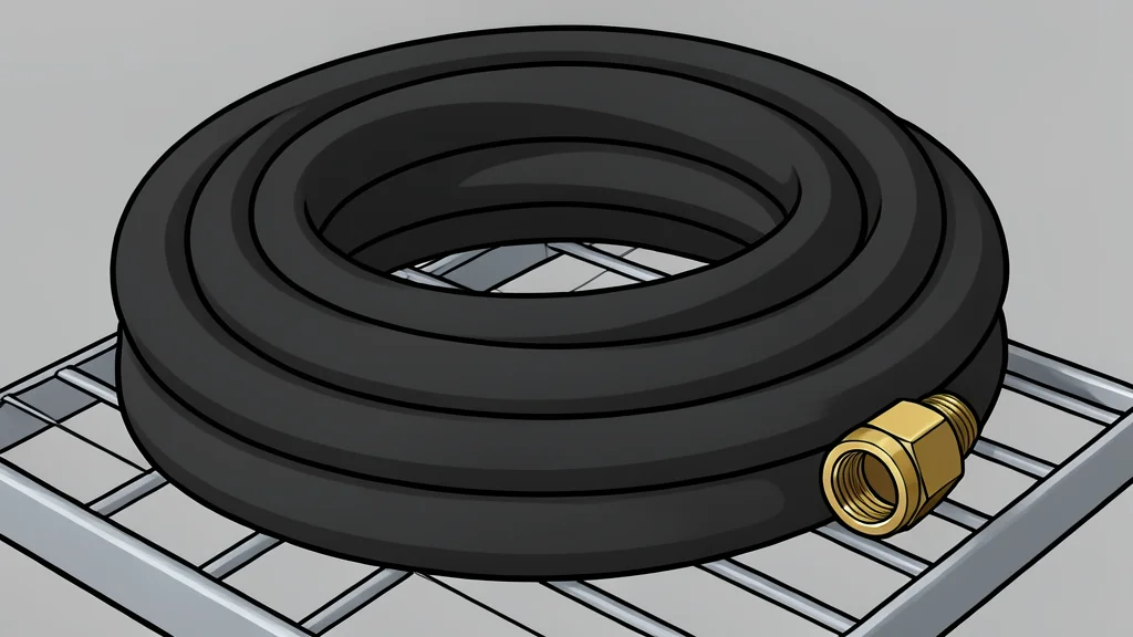 A yellow diesel fuel pump nozzle resting on a concrete surface next to a large industrial fuel tank.