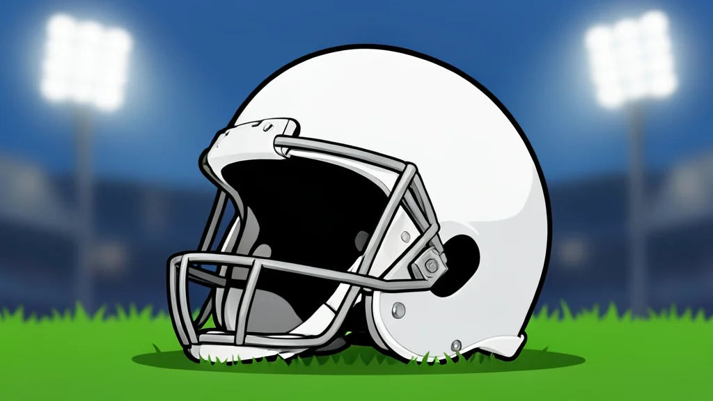 A football resting on the grass of a stadium field
