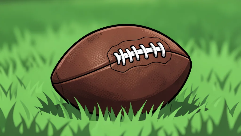 A grassy football field with white yard lines stretching into the distance under a clear sky