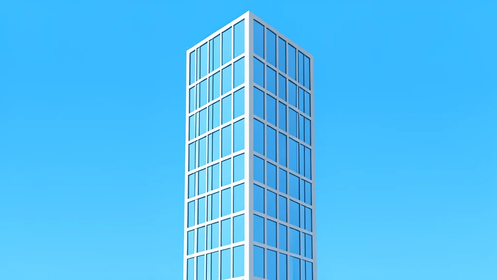 A modern glass skyscraper with a grid of reflective windows