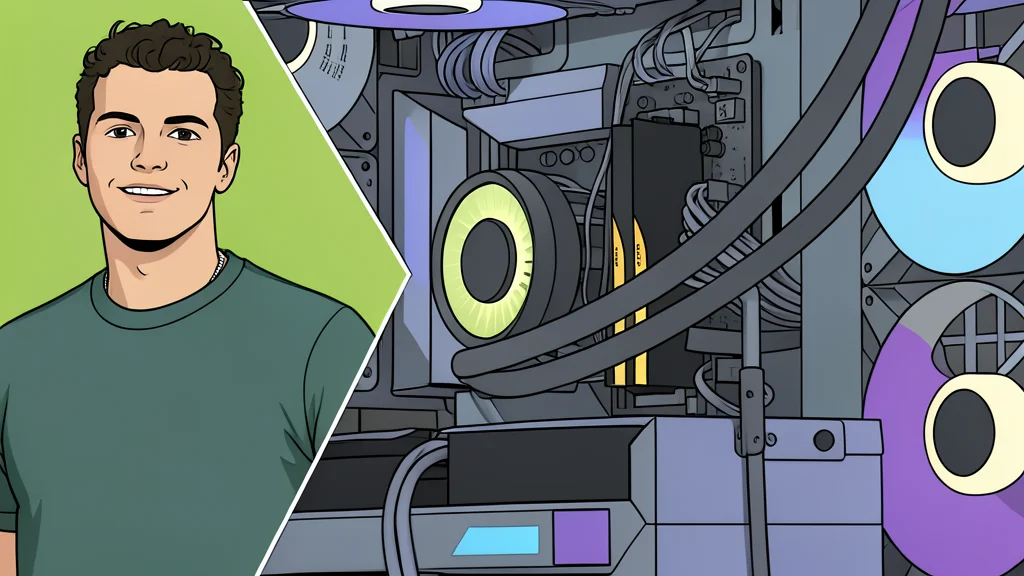 A stylized computer processor with heat sink fins mounted on a circuit board.