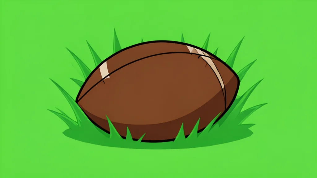 A football resting on a green grass field