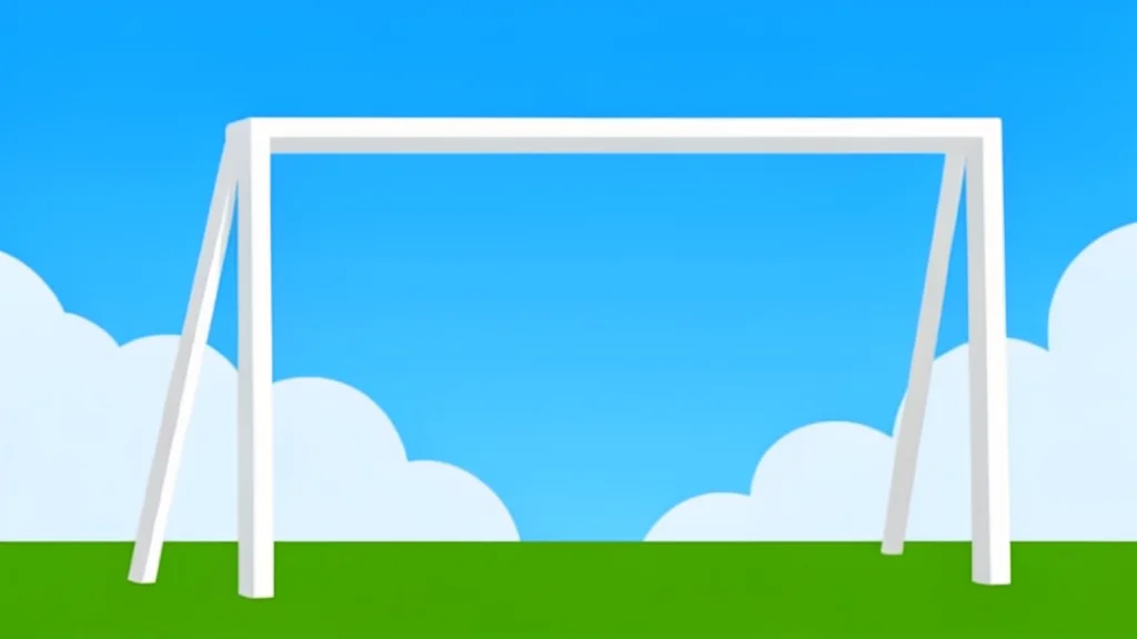 A football goalpost standing on a grass field