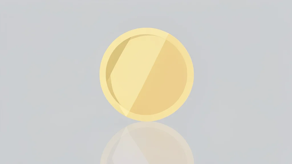 A digital coin resting on a smooth, reflective surface