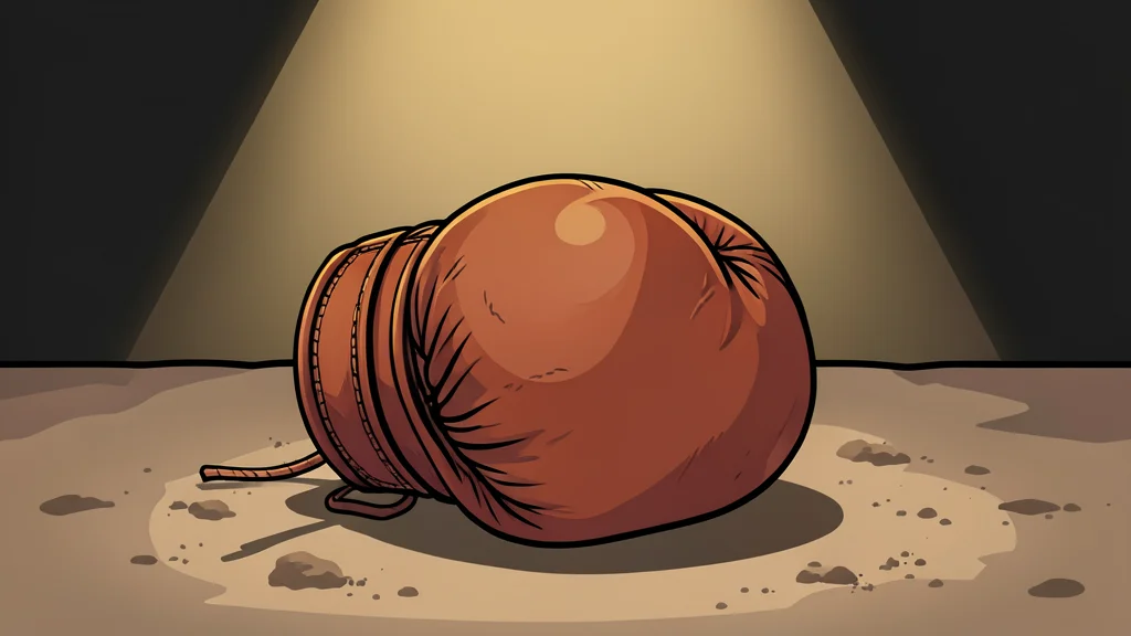 A pair of red boxing gloves resting on a canvas floor