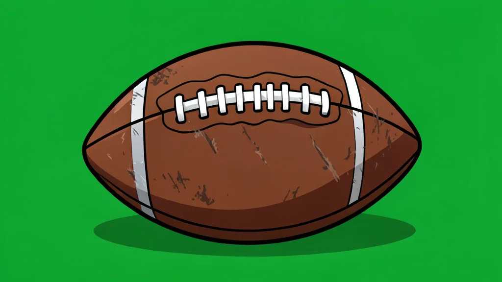 A football resting on the green grass of a stadium field