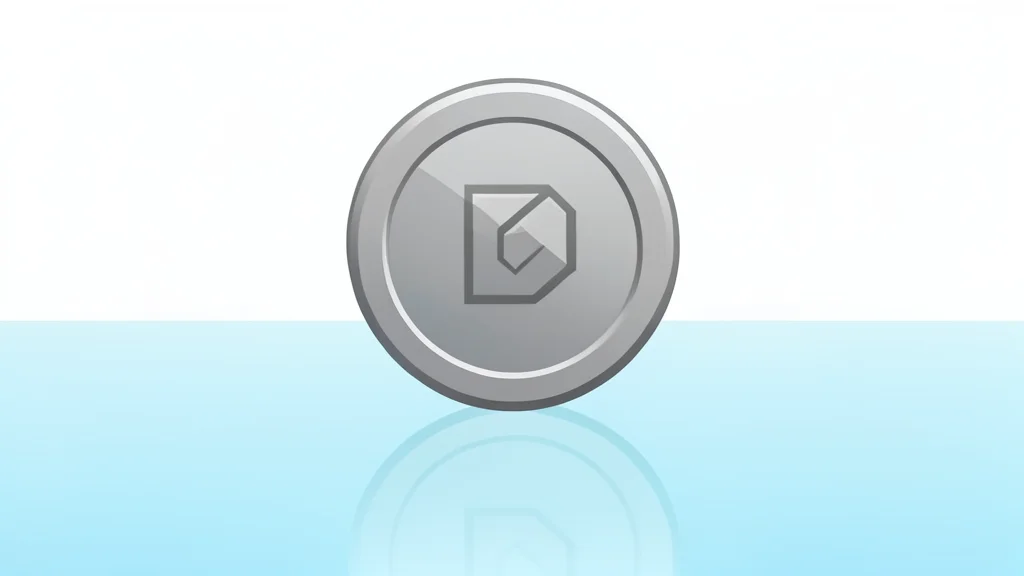 A digital coin resting on a smooth, reflective surface