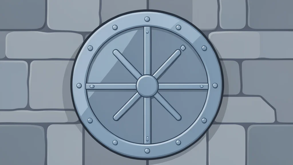 A secure metal vault door with a heavy circular locking mechanism
