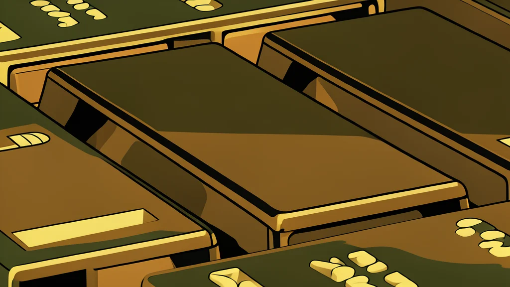 A stack of shiny, solid gold bars resting on a dark surface