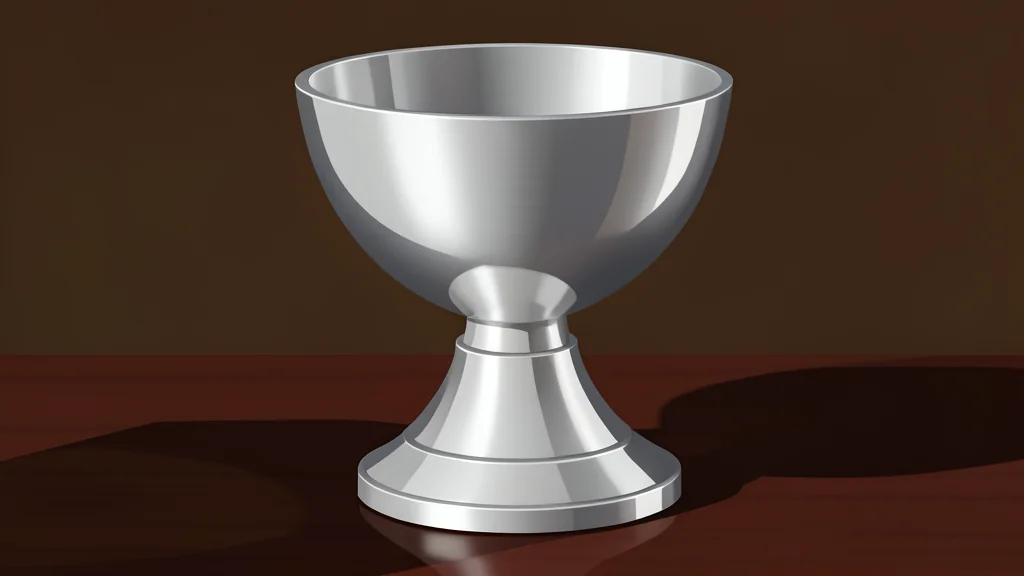 A gleaming silver trophy shaped like a stylized race car speeding along a curved track