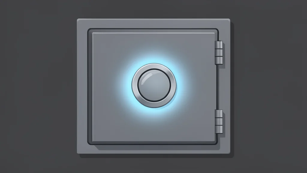 A metallic digital vault with a glowing central lock mechanism