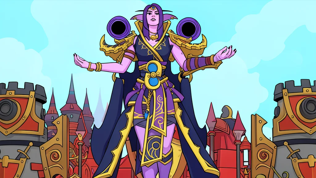 A dark, swirling vortex of purple energy hovering above a stone arena floor