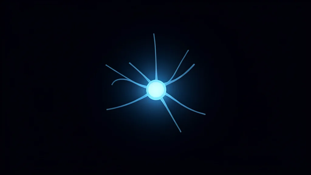 A single glowing neural network node suspended in a dark void