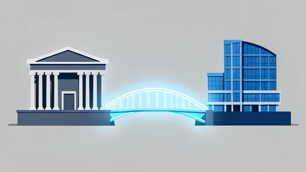 A digital bridge connecting two distinct architectural structures
