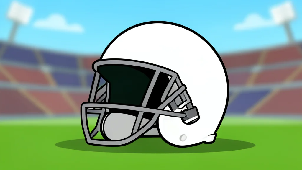 A football helmet resting on a grassy field