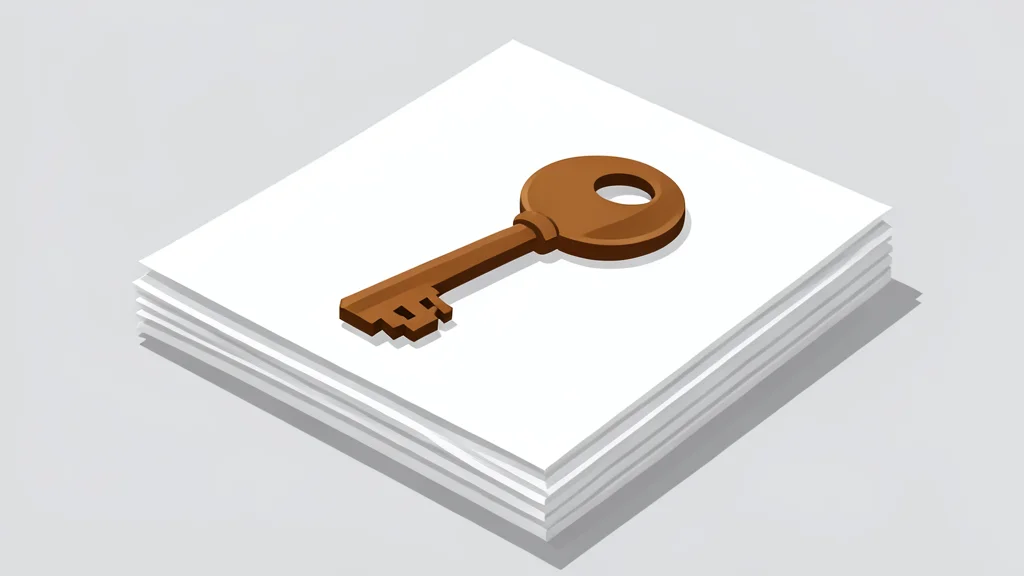 A wooden house key resting on a stack of paper documents