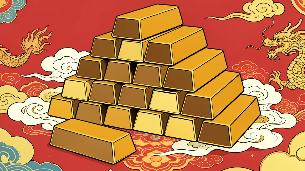 A pile of raw copper ingots and gold bars on a wooden table