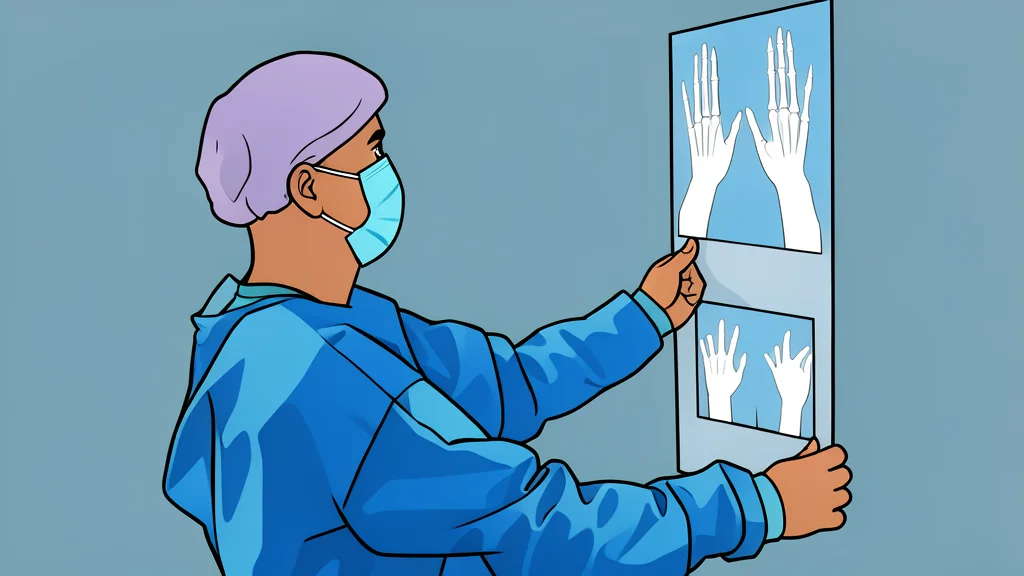 A compact, portable medical imaging device resting on a white surface next to a human hand