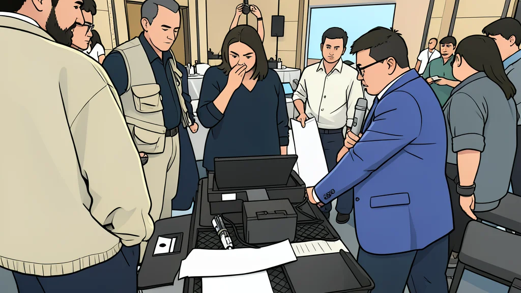 A stack of white paper ballots resting on a wooden table next to a transparent ballot box