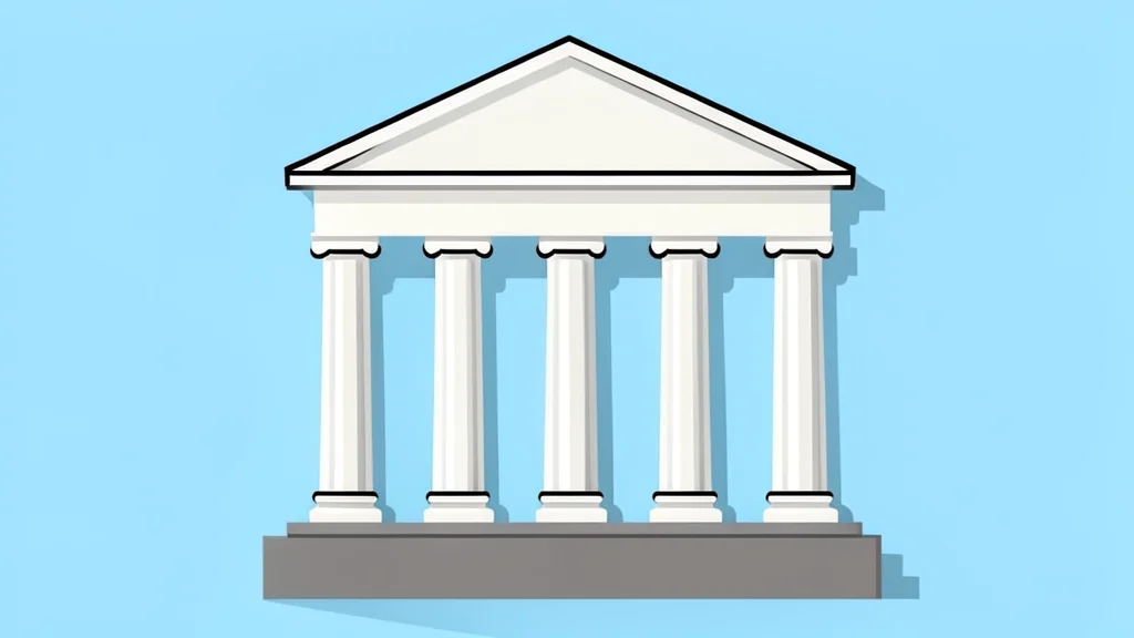 A classical building facade with tall columns and a clear sky.