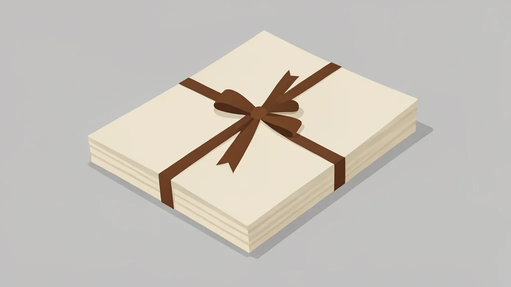 A stack of paper certificates tied with a ribbon