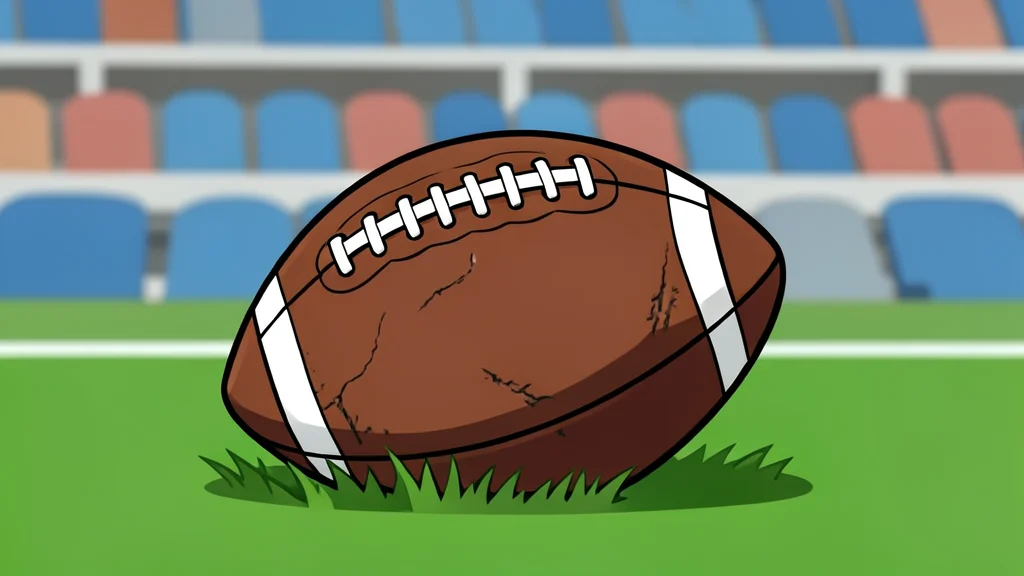 A grassy football field with white yard lines under a bright sky