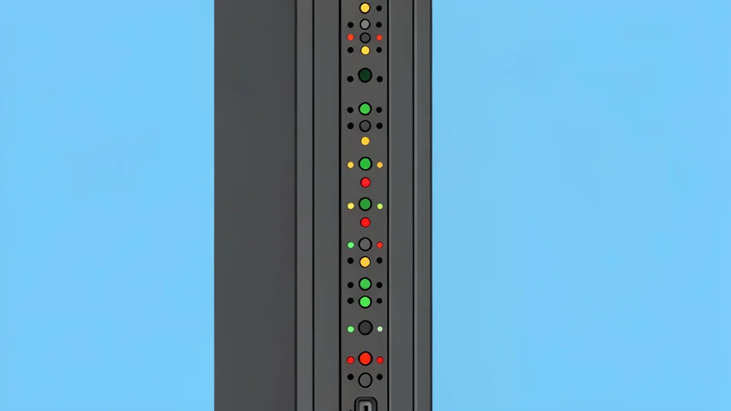 A modern server rack with blinking status lights