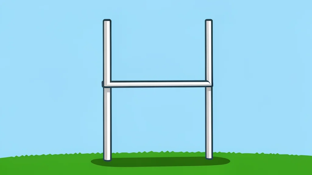 A green football field with white yard lines and goalposts in the distance