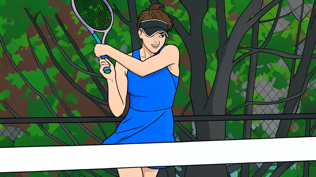 A red clay tennis court with white boundary lines and a net stretched across the center.